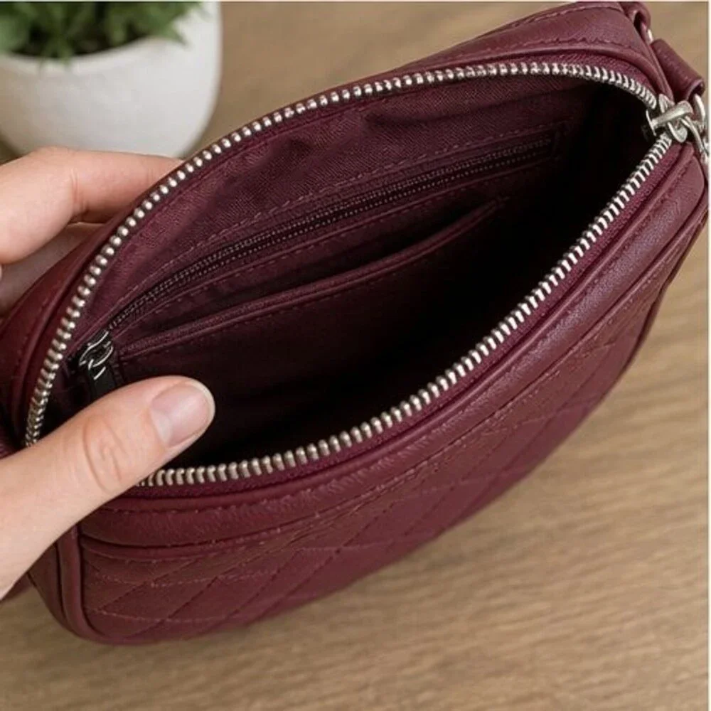 Merlot Quilted Crossbody Bag